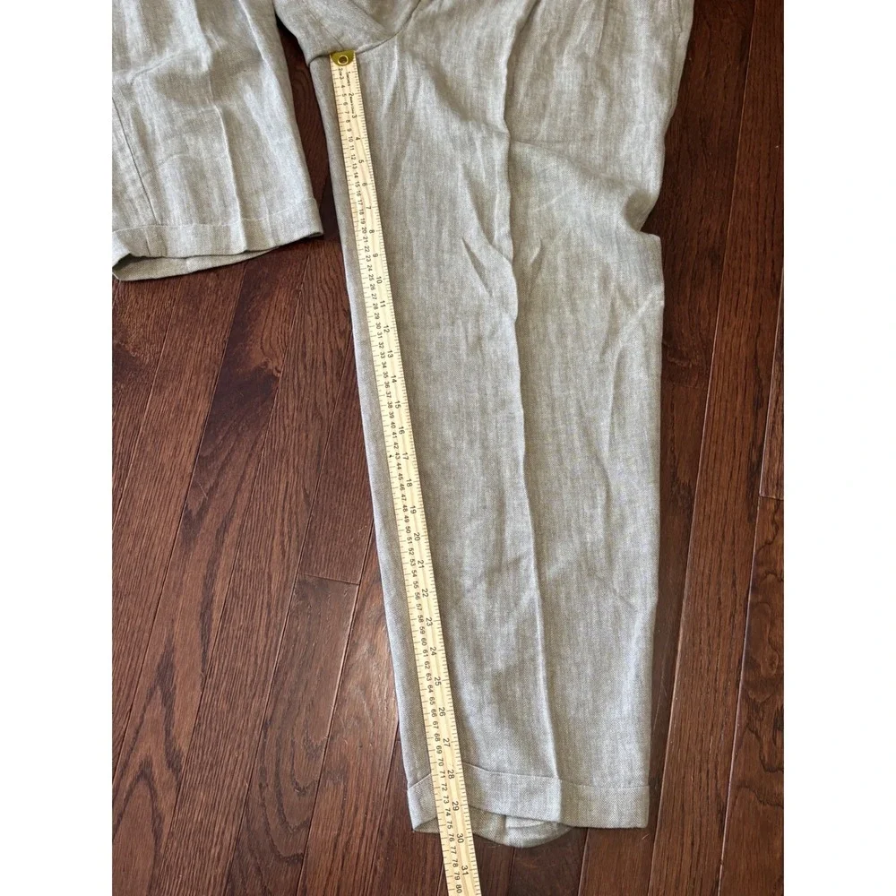 Jos A Bank Joe's Casual Linen Cotton Herringbone Pleated Cuffed Pants 36x30